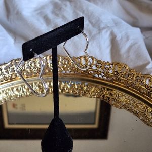 SOLD 14kt White Gold Large Heart leverback Earrings.